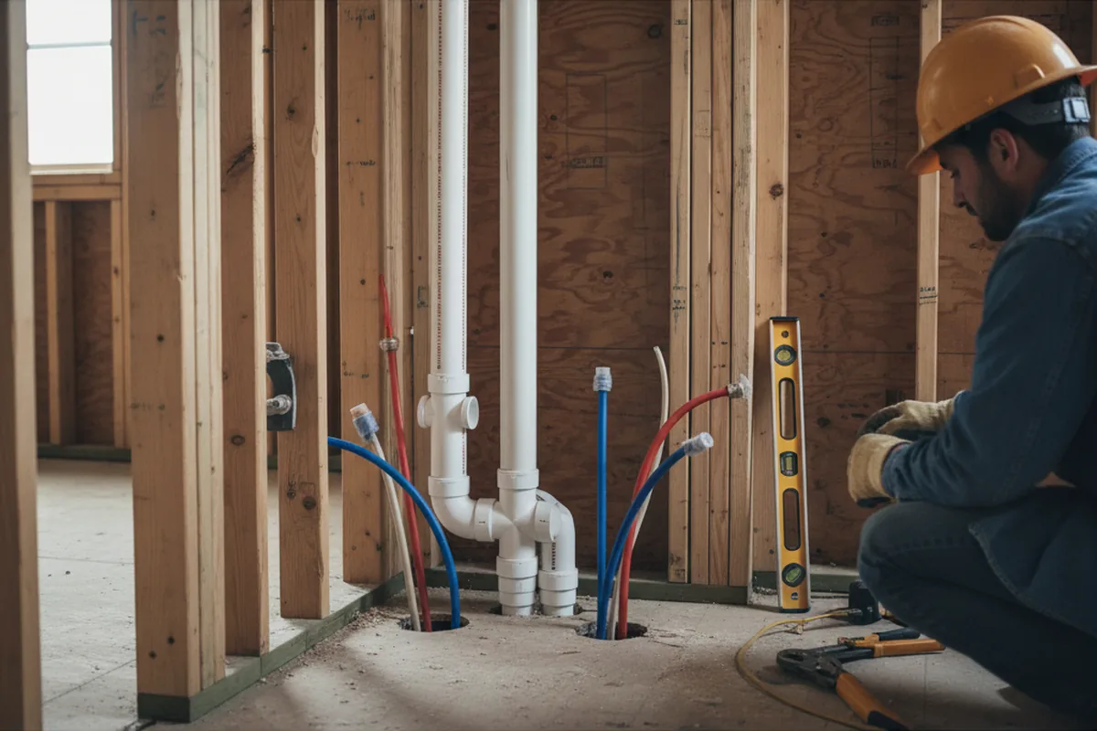 Drain and supply rough-in during Drain Cleaning in Boswell